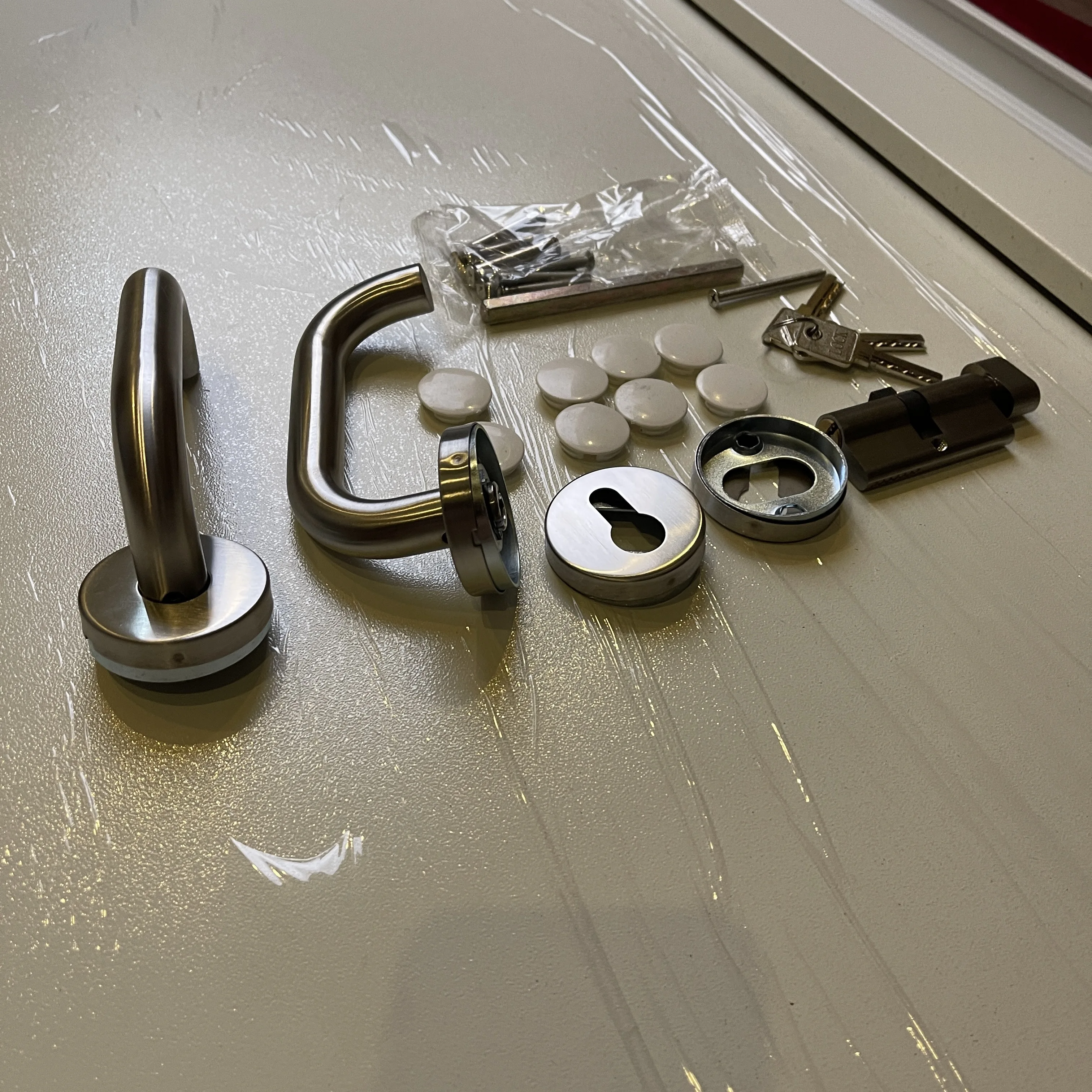 Euro style hollow residential door handle hardware stainless steel 304 lever door handle for wooden metal steel doors