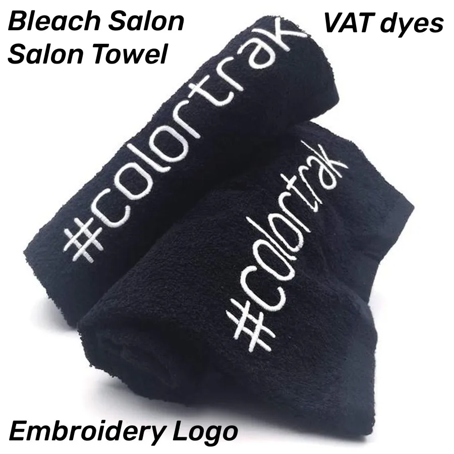 100% cotton barber Black hair towel Anti bleach stain proof salon towel for hairdresser
