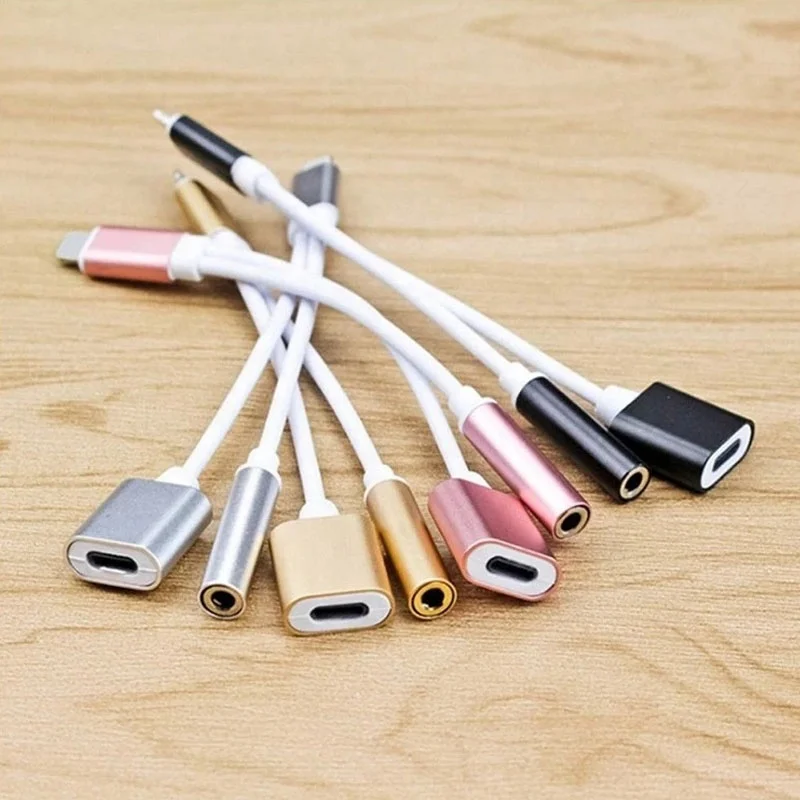 
Hotest 3.5mm 2 in 1 audio earphone headphone jack adapter charger usb cable for iphone 7 iphone 7 plus 