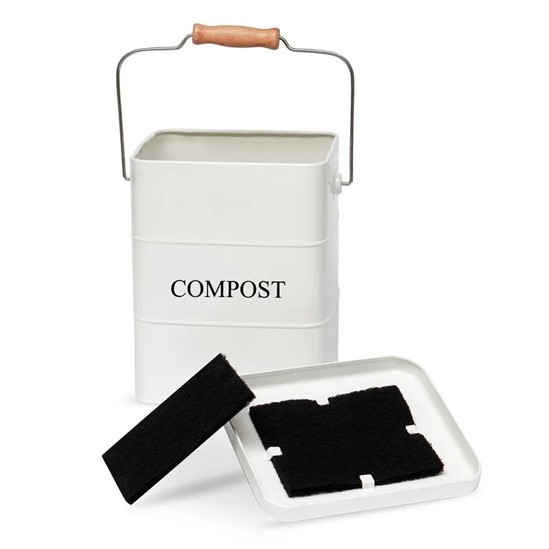 Indoor Garbage Kitchen Recycle Cabinet Vintage Kitchen Worktop Compost Waste Bin with Swing Handle