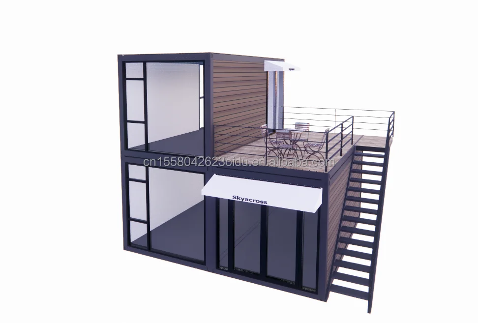 Factory Direct Sales Customizable 40ft 20ft Deluxe Bedroom Large Glass Studio Movable Wood House Exterior Wall Hotels Offices