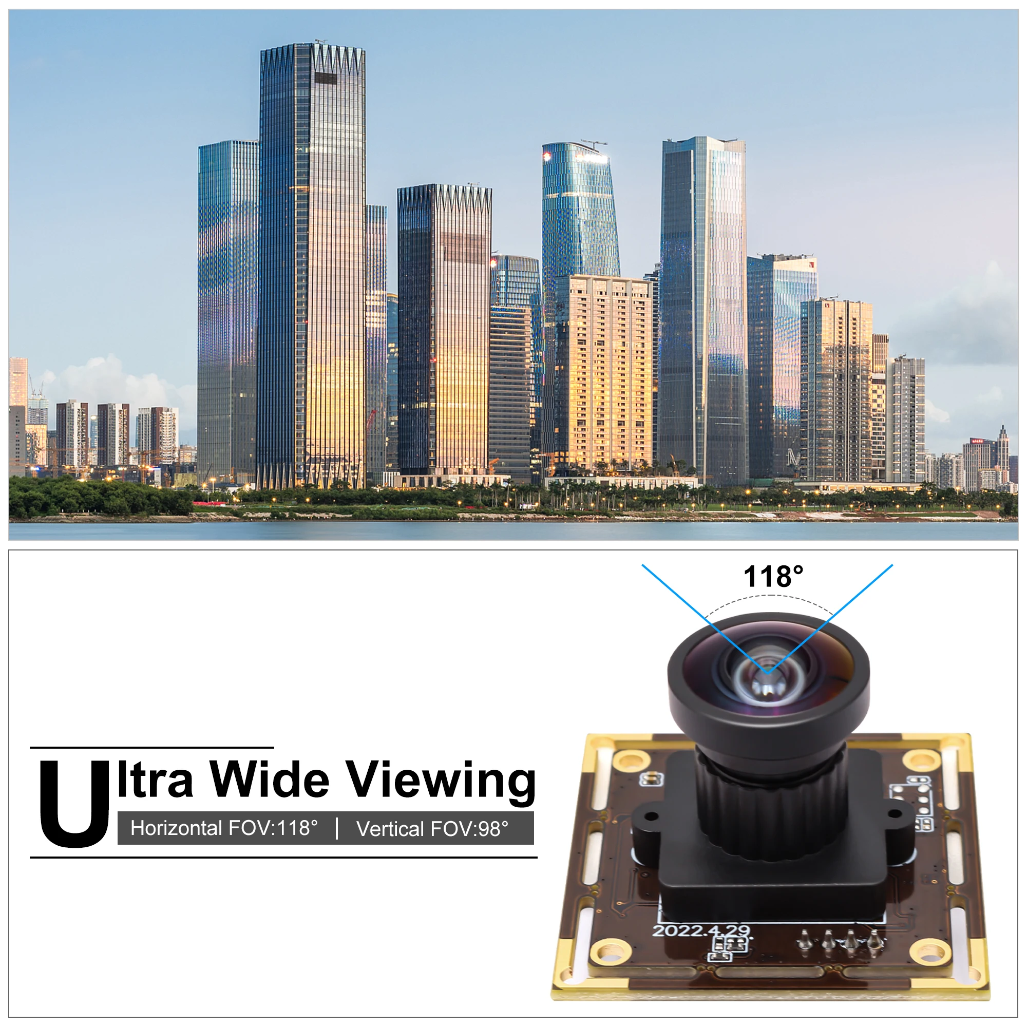 Wide Angle No Distortion 16MP Webcam Module IMX298 CMOS 4656x3496 Mini Board Size USB Camera with 1meter USB Cable for PC Pi