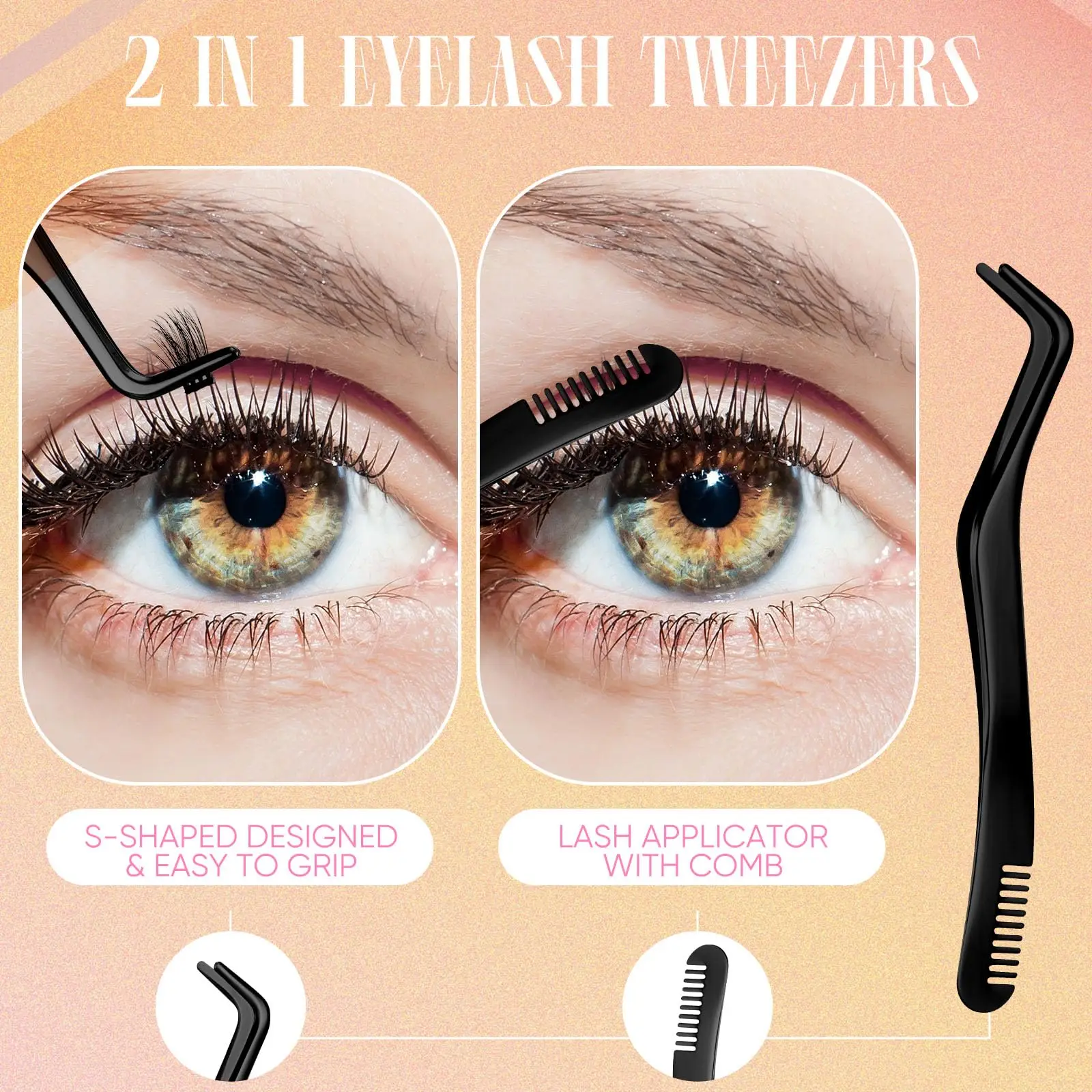 2023 Custom Logo 5 Pcs Black Lash Applicator Tool Set Lash Eyelash tweezers for lash extensions  for DIY Individual  Clusters A