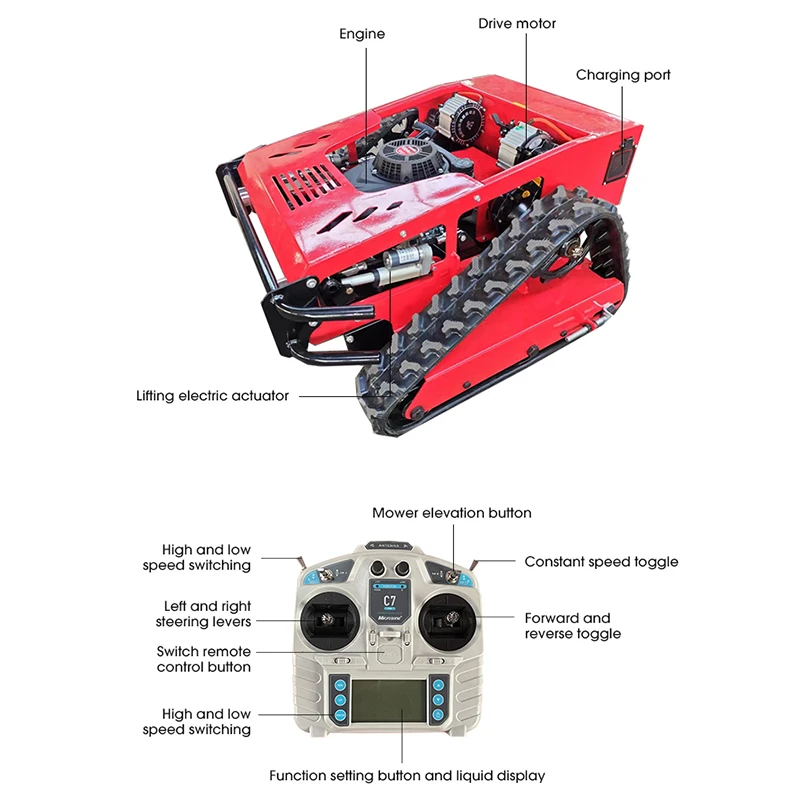 Agriculture Gasoline Cordless Lawn Mower Gasoline Engine Remote Control Robot Lawn Mower