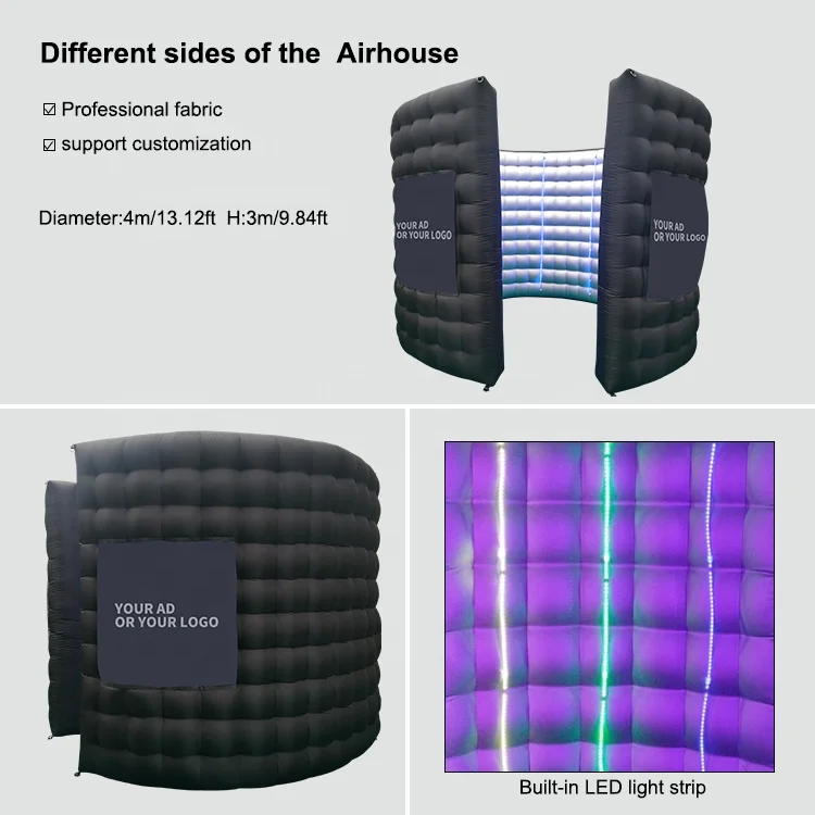 Camera Shape Photo Booth Walls LED Light 360 Photo Booth Enclosure for Advertising Wedding