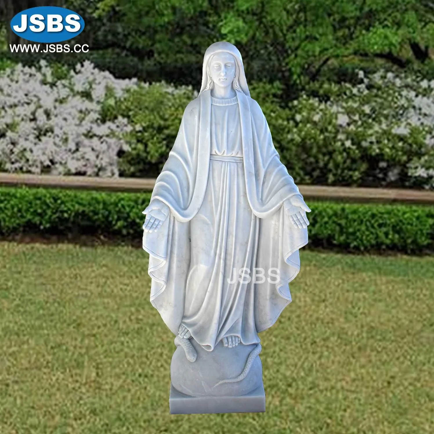 Stone Carved White Marble Life-Size Religious Virgin Mary Statue Maria Sculpture