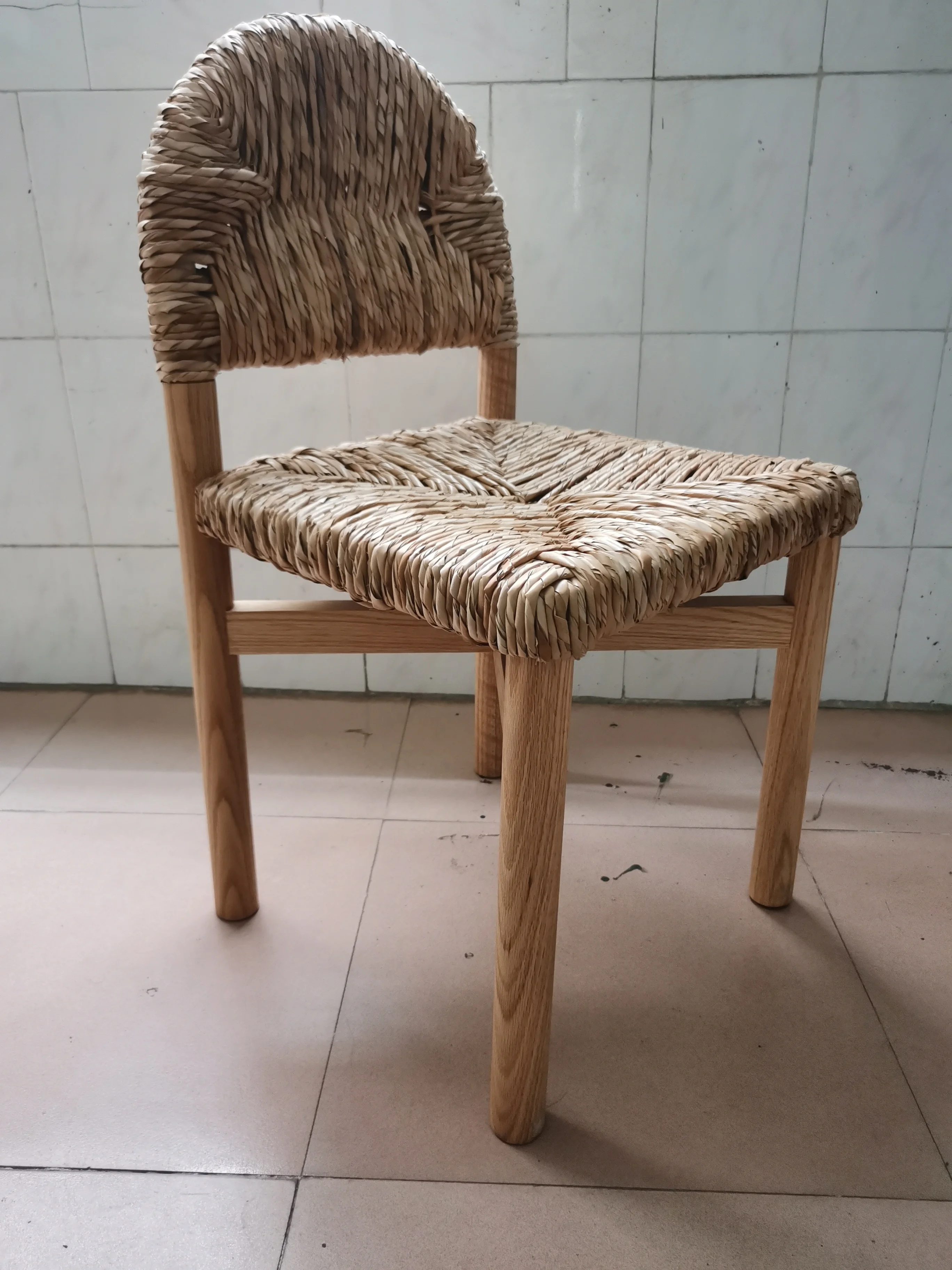 Modern Dining Room Solid Natural Sea Grass Rope Woven Chair Customized Teak Wood OAK Seagrass Rattan Dining Chair