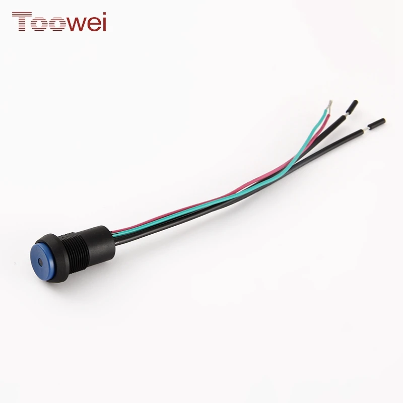 5A 250VAC momentary led light illuminated waterproof push button switch with cable wire