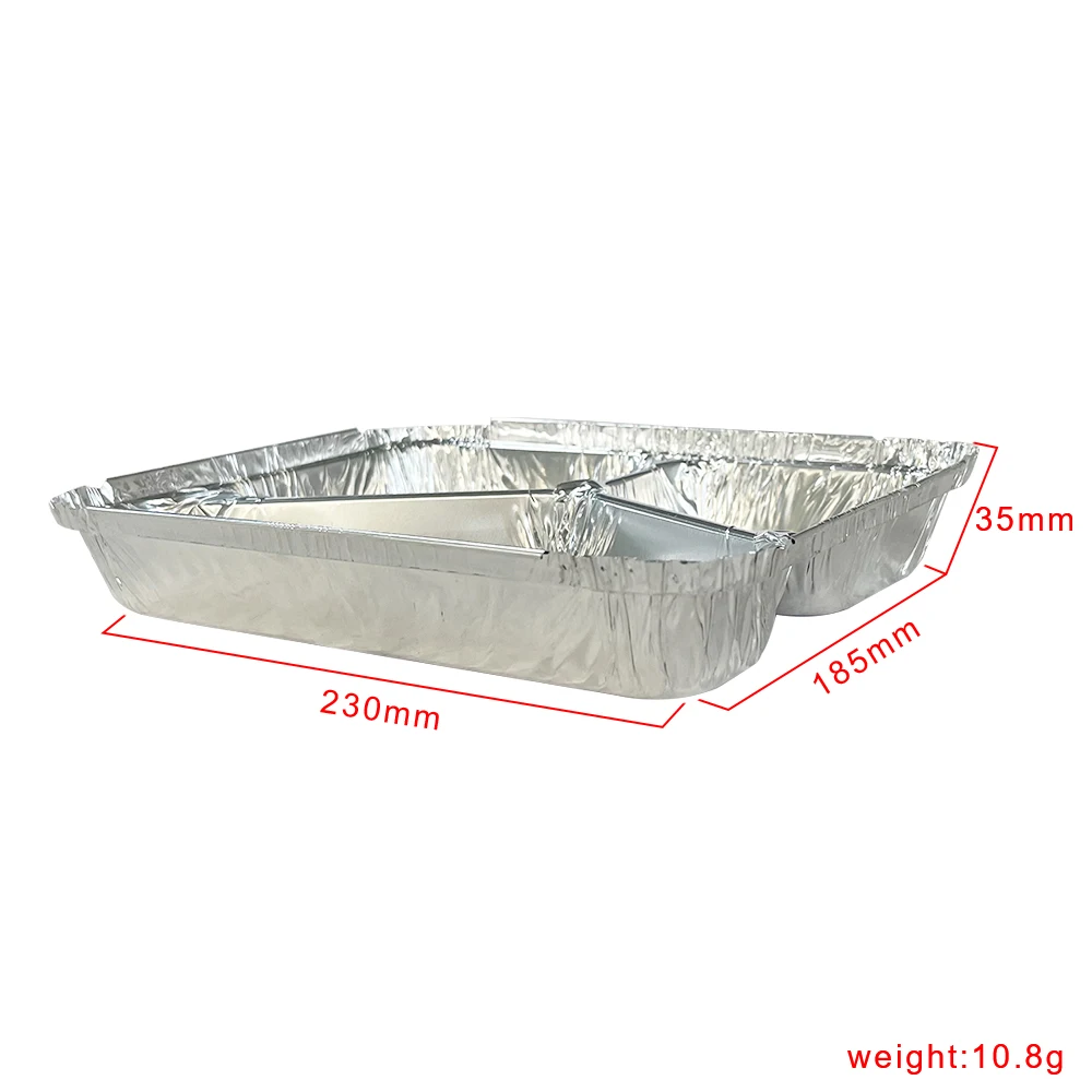 Wholesale Food Packaging Aluminum Foil Take-Out Pan Disposable 3-compartment Oblong Aluminum Foil Container