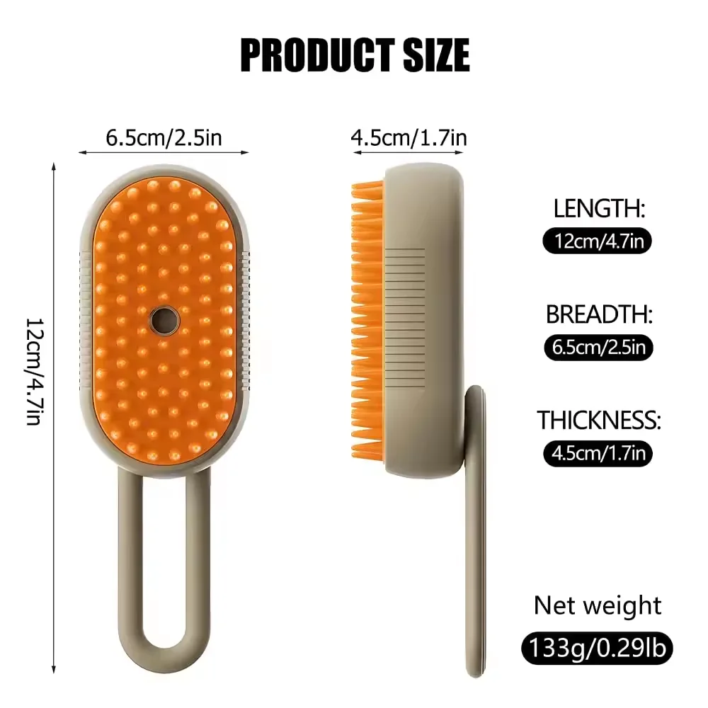 Foldable Pet Hair Remover Water Sticky Brush Grooming Shedding Comb 3 In1 Self Cleaning Electric Dog Cat Steam Brush With Handle