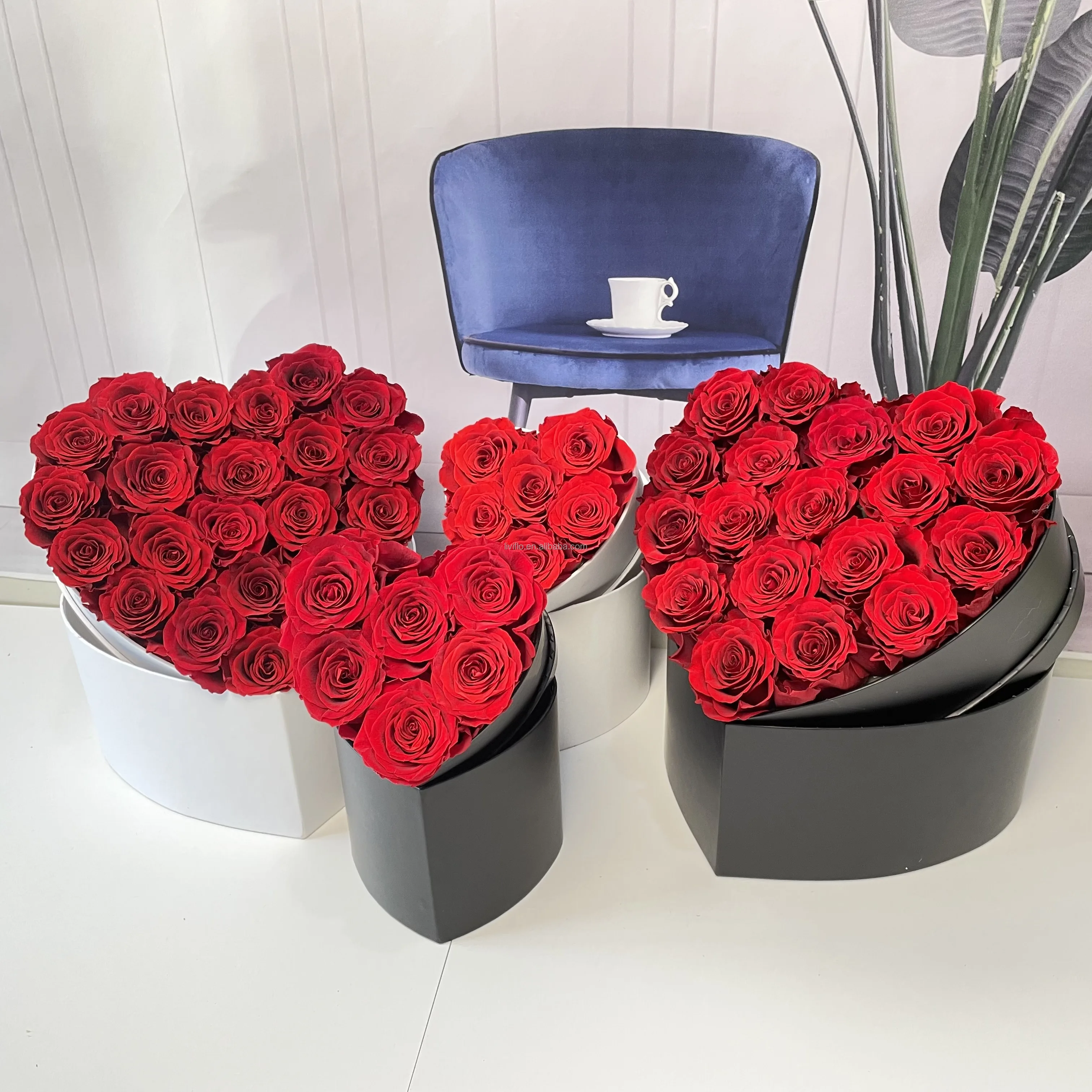 Flower Box Preserved Rose Floral Mothers Day Heart Wholesale Square Flowers Boxes For Bouquets Package