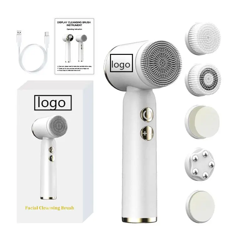 Электрическая Водонепроницаемая отшелушивающая Массажная щетка для лица IPX6 со светодиодным дисплеем