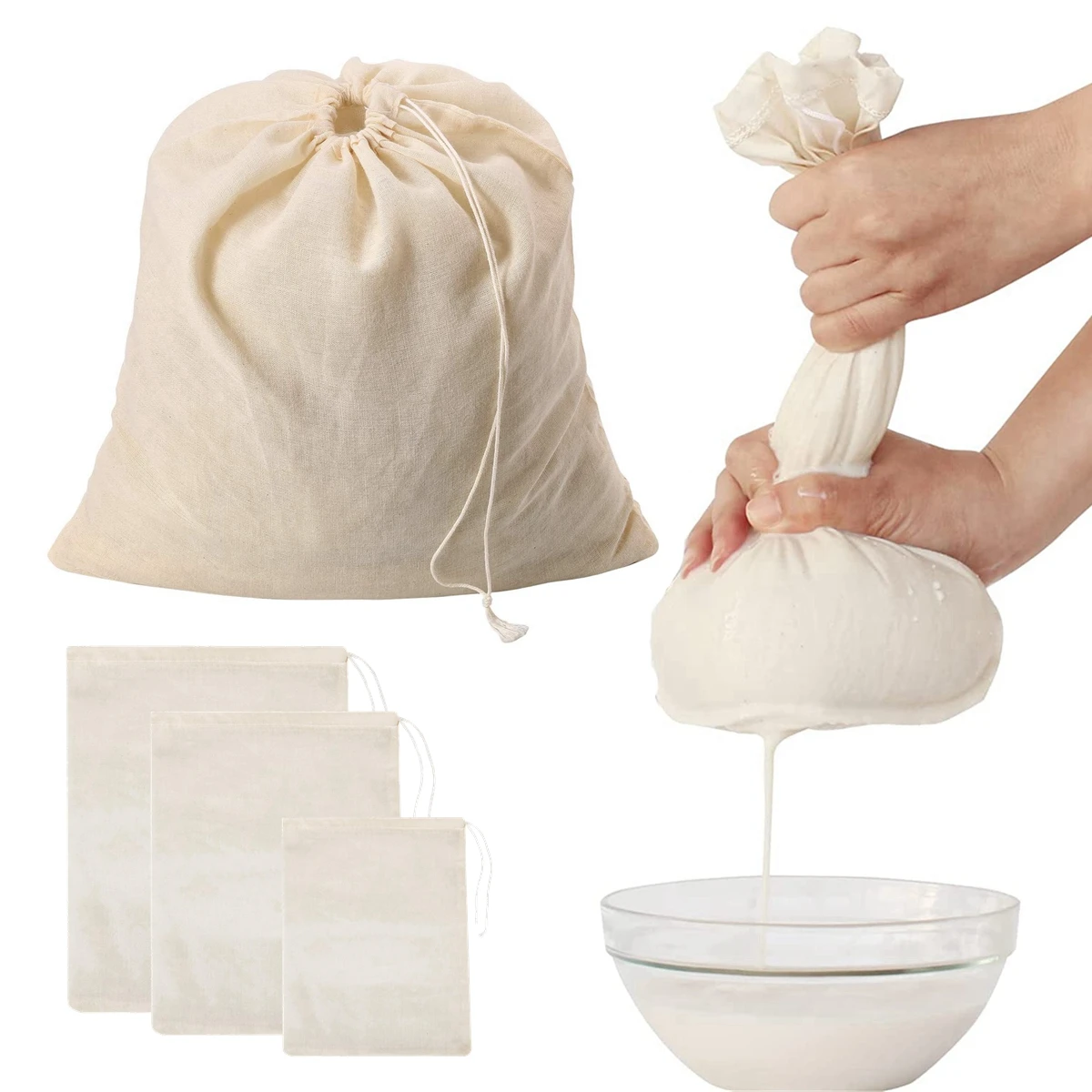 Nut Milk Bags Cheese Cloth Cheesecloth Bags for Straining Reusable Cold Brew Bags Milk Tea Strainers