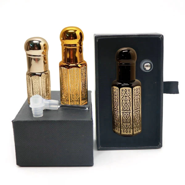 Custom Luxury Empty Essential Oil Tola Attar Bottles Boxes Set Magnetic Packaging Coffret Parfum Arabic Attar Bottles With Box