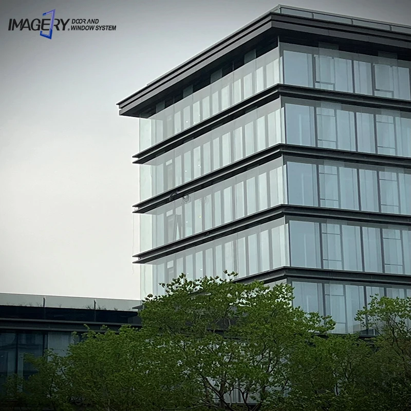 Whosale price exterior cladding facade glass tempered glass aluminum curtain wall system for office building