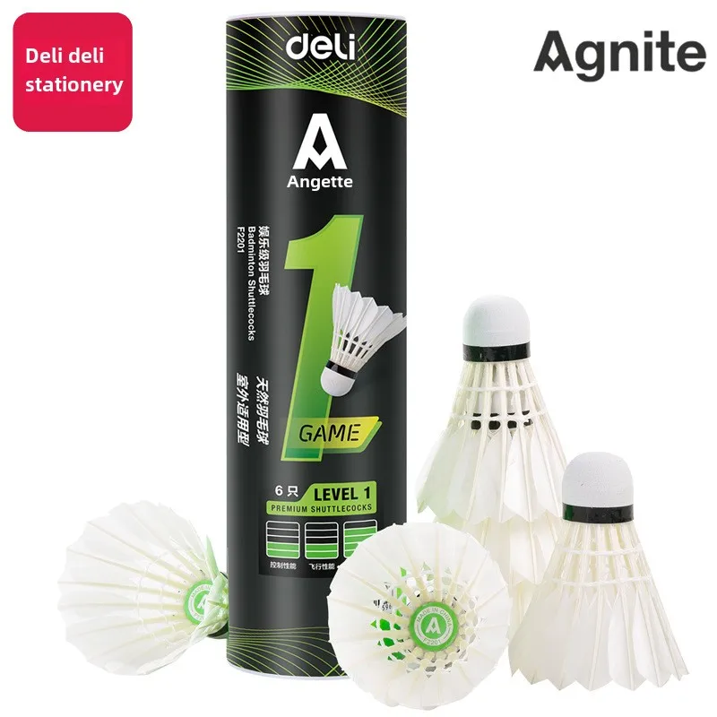 Deli Angitt F2201 6-Pack Badminton Set Durable Elastic Sports Workout with Diverse Goose Feather Balls Wholesale