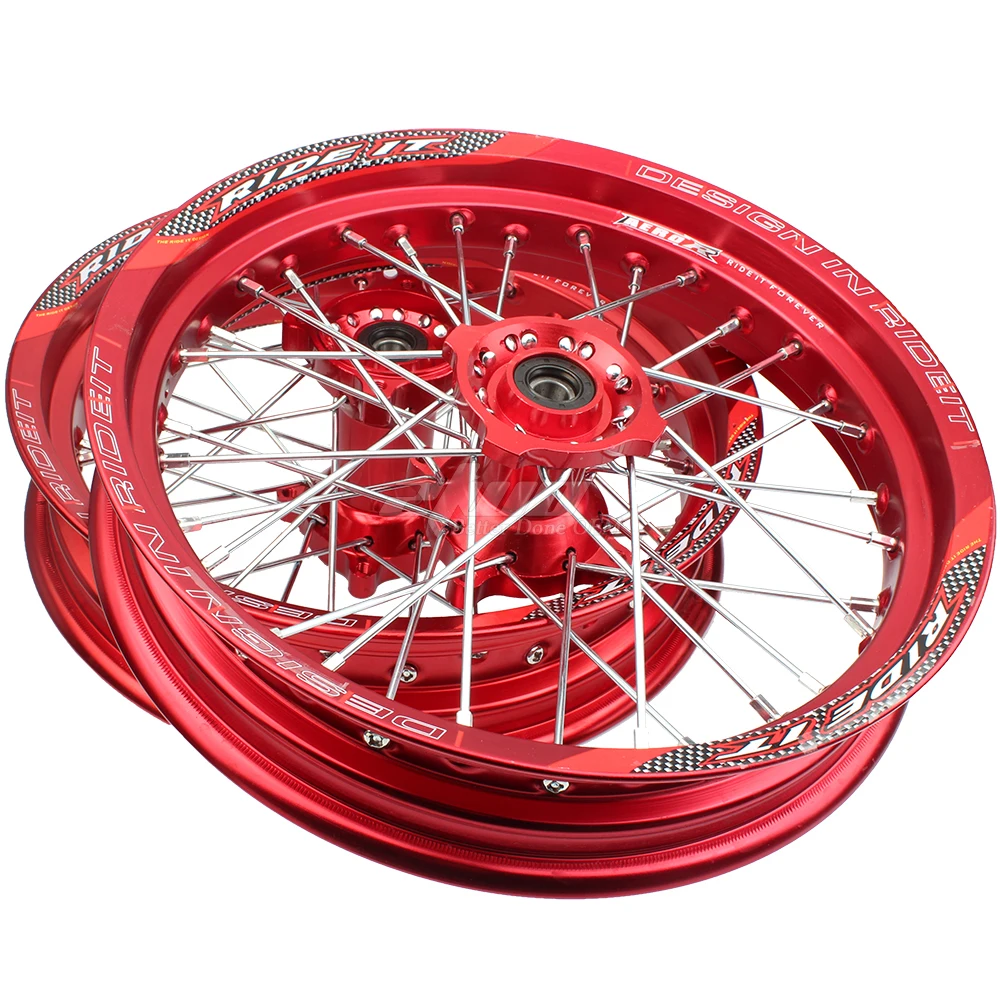 15mm hole hub 2.50 x 14 inch & 3.00 x 14 inch front rear CNC hub Aluminum Alloy Wheel Rims for 110 125 140 dirt pit bike RED