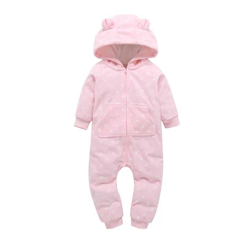 
Baby Rompers Winter Thick Warm Fleece Hoodies Jumpsuit Newborn Pajamas Toddle Overall Cotton Clothing 