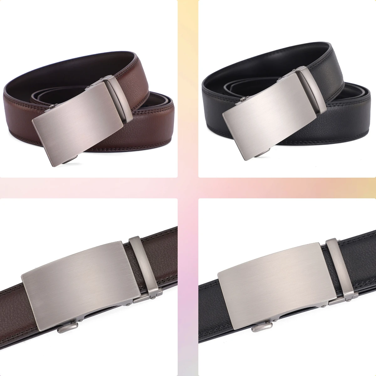 Factory Production Wholesale Cool Zinc Alloy 35mm Belt Automatic Buckle Cowhide Belt Cool Business Ratchet Buckle For Men