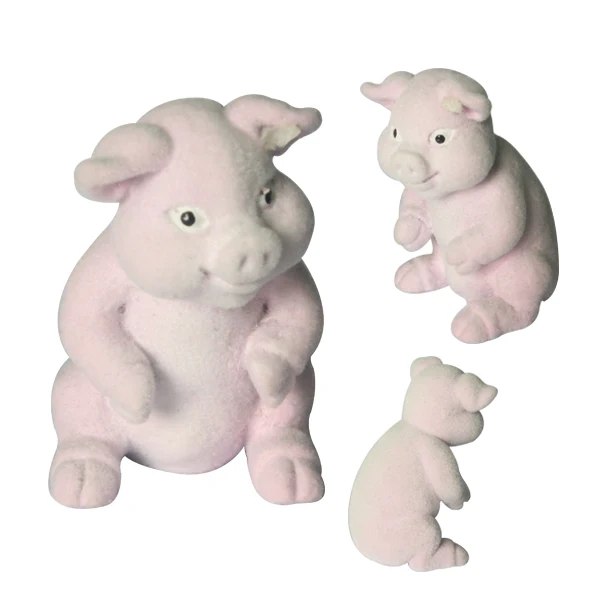 Novelty Design Vintage  Flocking Mimi Figure Cute Mini Pig shaped Cartoon Figures Children toys