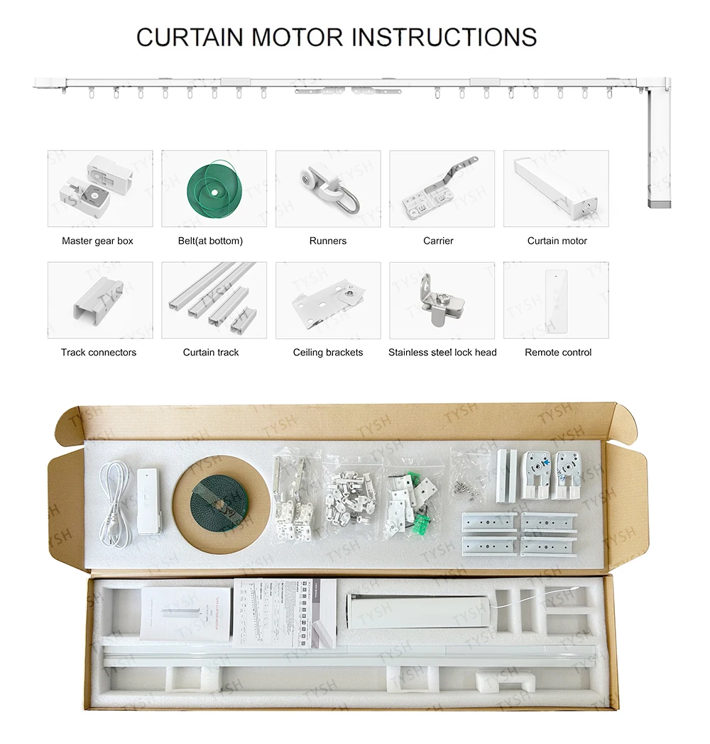 TYSH Smart Home Customizable Motorized Curtain System Remote Control Electric Automatic Curtain Motor Automatic Curtain Opener