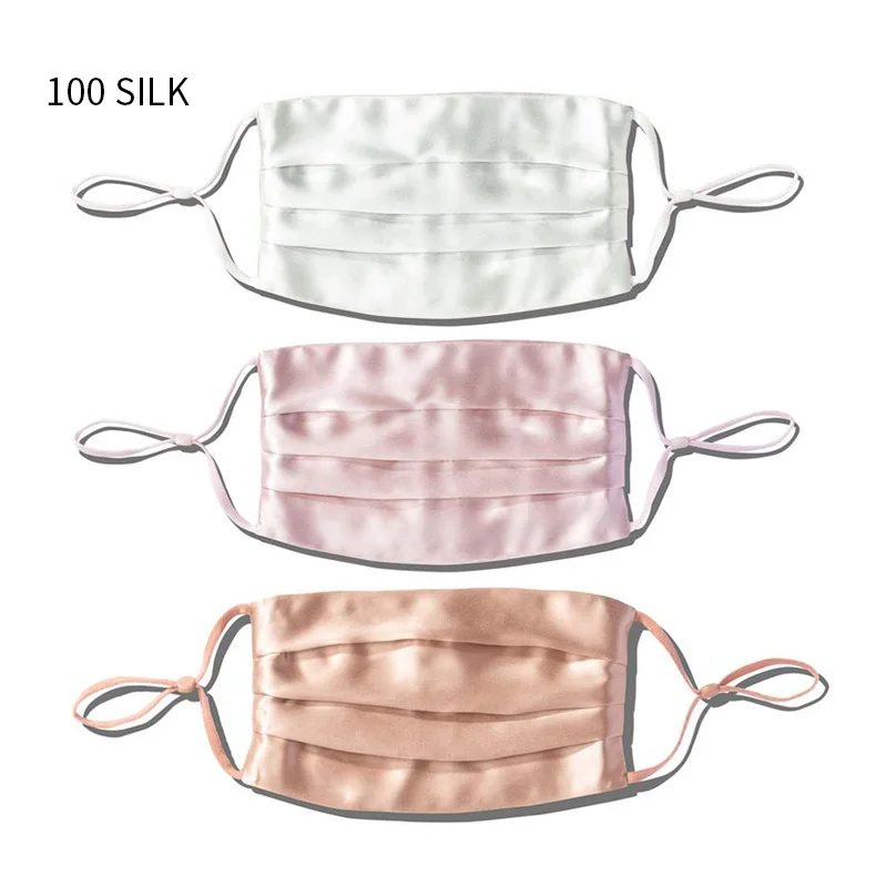 Custom Logo Design 22 momme Soft UV Protection  Mulberry SILK Luxury Designer Face Party  Mask Wedding Supplies With Nose Wire