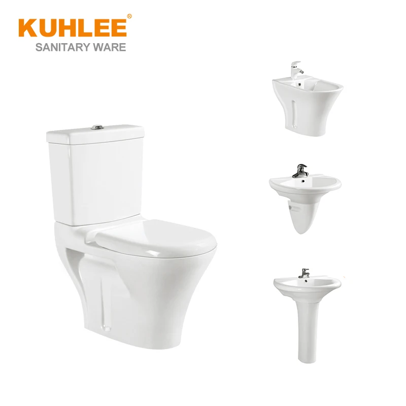 
Two Piece Water Closet Bathroom Set Ceramic Sanitary Ware Suite Toilet With Bidet Basin Lavabo Sink 