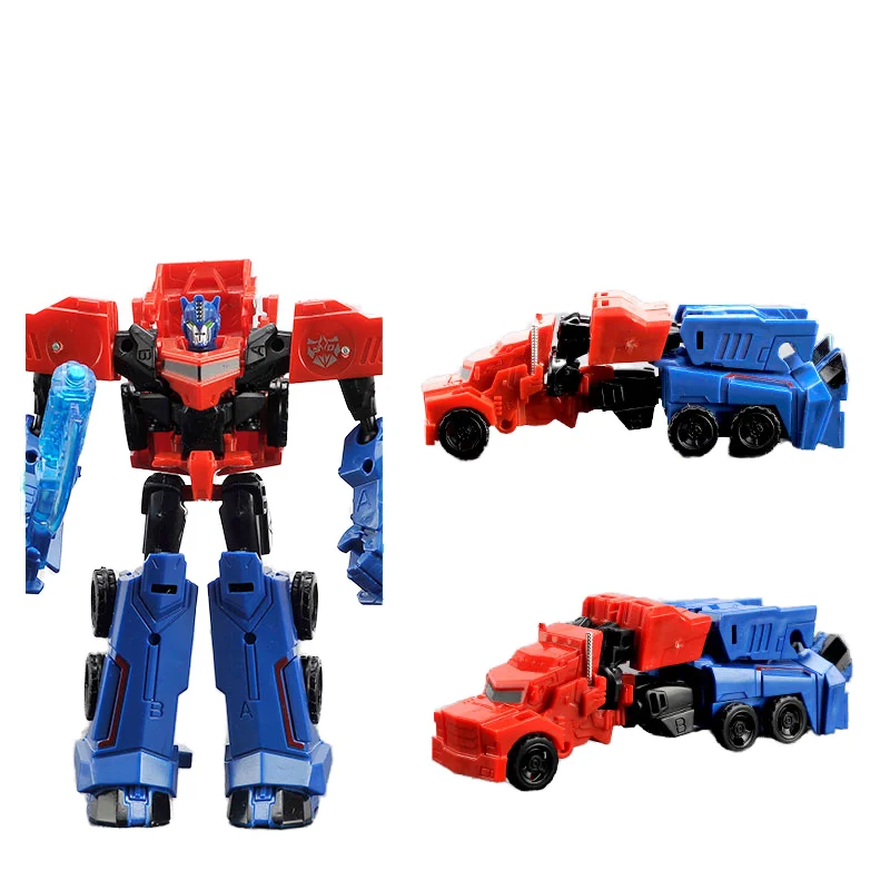 611-24 Collection Unisex Cartoon Model Robotic Toy Car Plastic Transformation Robot Deformation Car Deformable Car Robot Toy