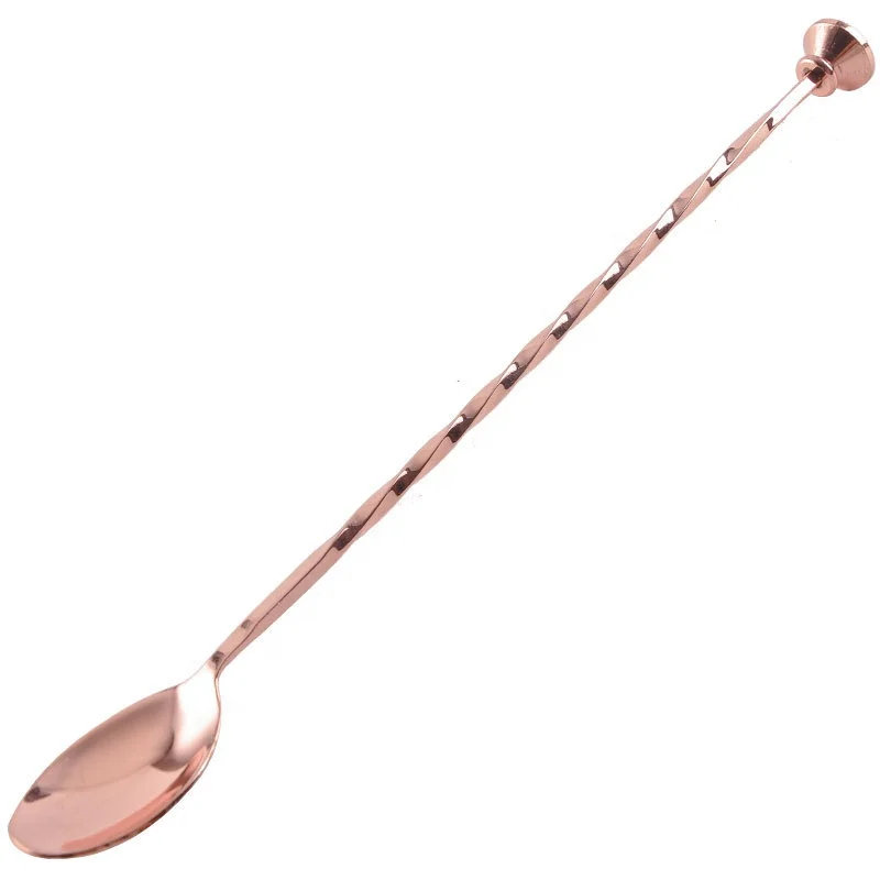 Customized logo silver rose gold metal food grade stainless steel 304 bar spoon swizzle sticks cocktail stirrer for drinking