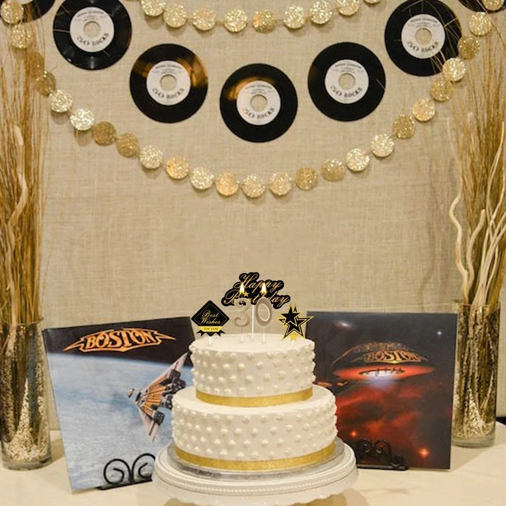 Birthday Party Decorations Supplies Gold Glitter Happy 30th Birthday Cake Topper Men and Women 30 Year Birthday Decoration