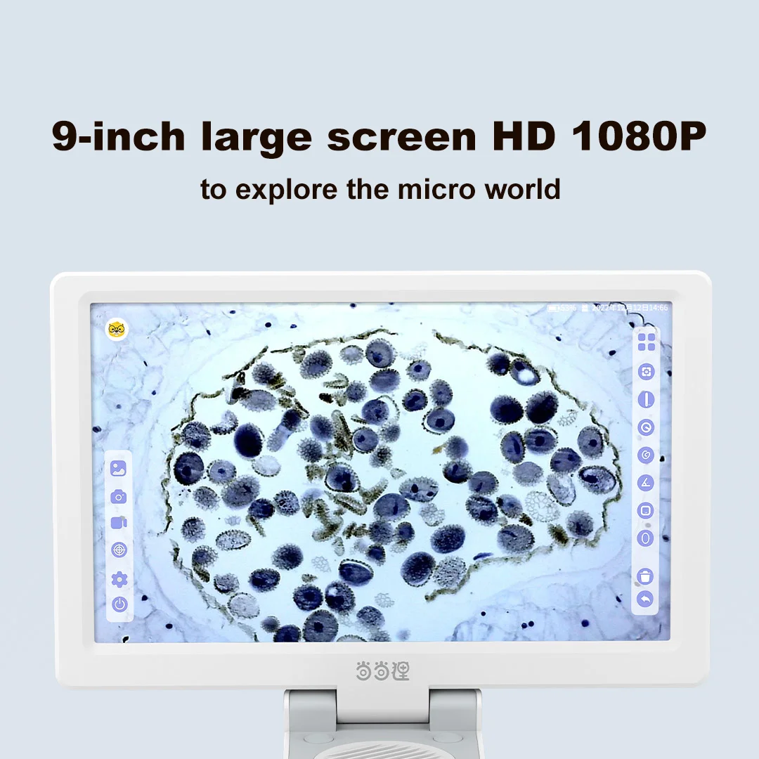 9 inch Video  Touch 1200X Magnification USB Digital Camera Biological Microscope with LCD Screen for Laboratory