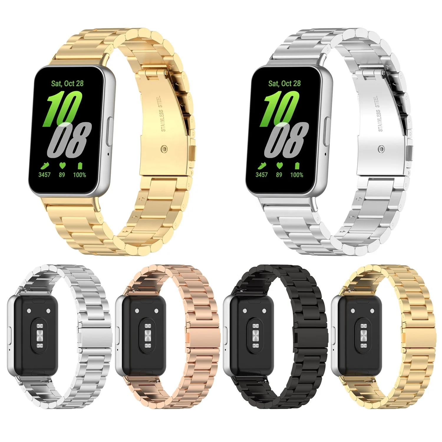 Metal Bracelet Luxury Strap for Samsung Galaxy Fit 3 Stainless Steel Band Bracelet for Galaxy Fit 3 Replacement Wrist Strap