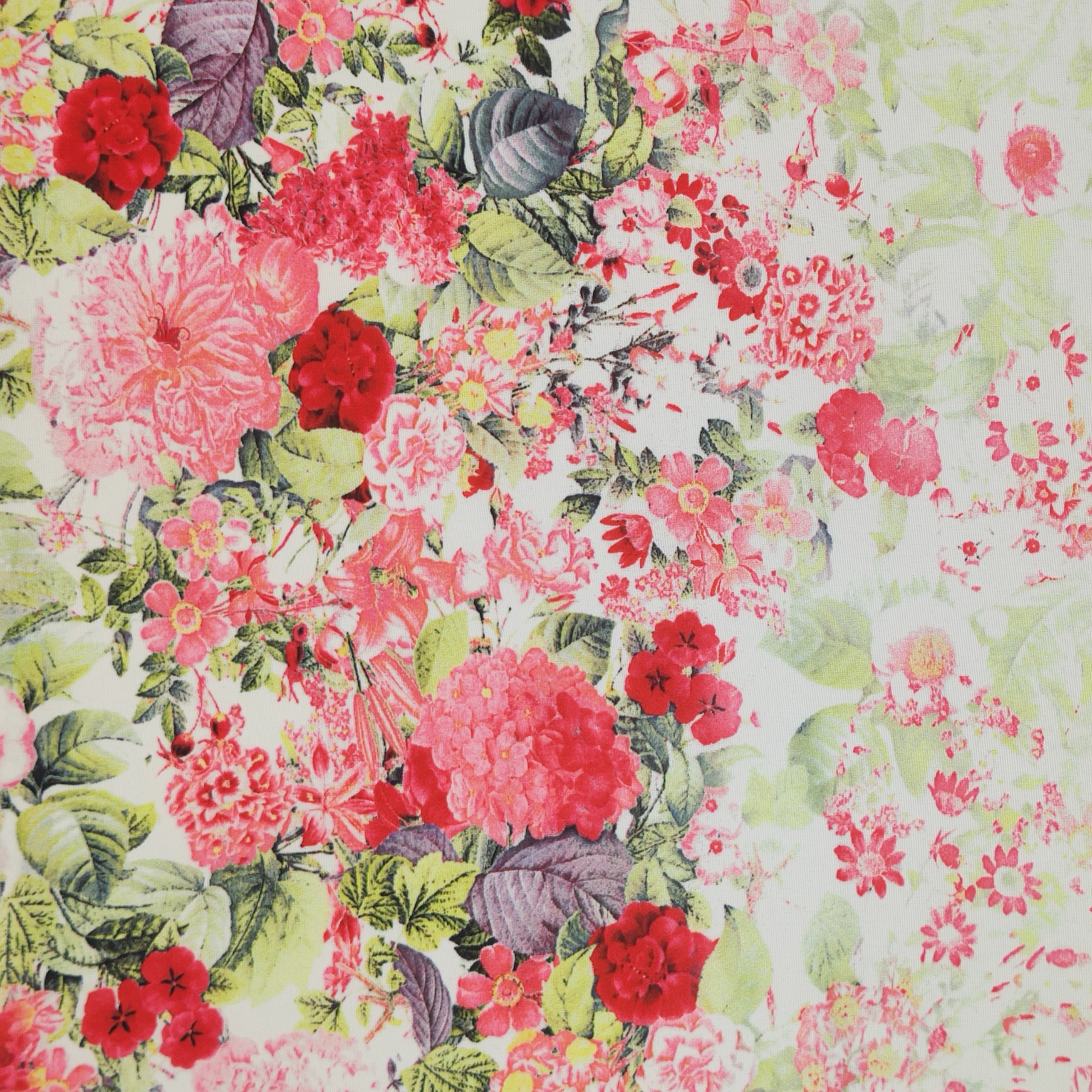 Textile Silk Touch Twisting Satin Rose Flower Printed Polyester Fabric