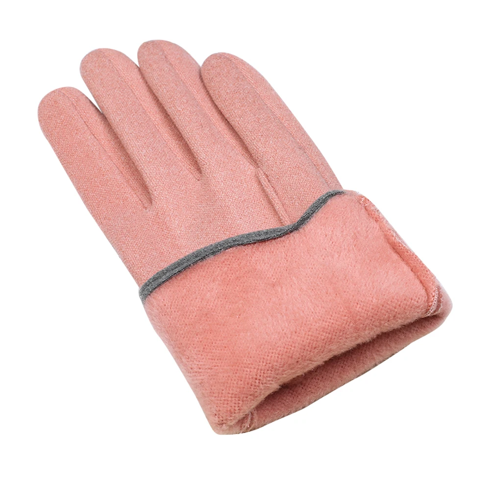 Autumn and winter rabbit velvet cute little bow warm touch screen gloves for ladies