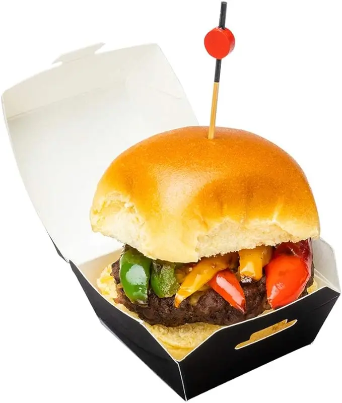 Eco Friendly  Brand Design Takeaway Fast Food Packaging Burger Box Square Kraft Corrugated Paper Burger Hamburger Box