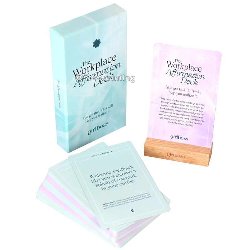 High Quality Mental Health Positive Card Custom Printing Affirmation Cards With Wooden Stand
