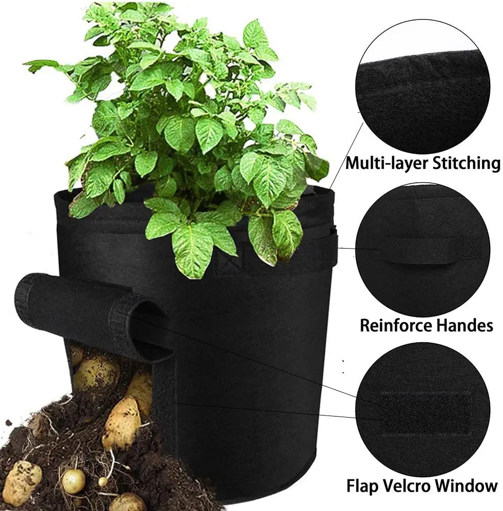 10/20/22/30 Gallon With Window Plant Nursery Fabric Grow Bag Fabric Pot Planting Bag For Garden Or Greenhouse