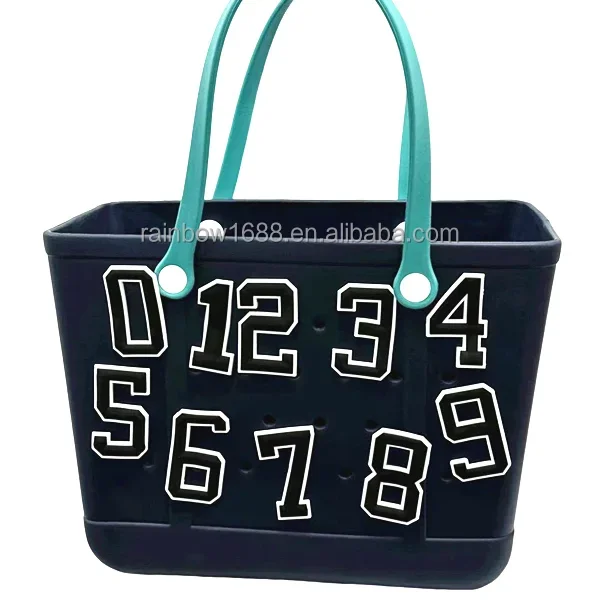 Wholesale Custom Logo Design Blank Charms For Bog Bag Makeup Handbag Tote Silicone Beach Insert Bit Accessories Available