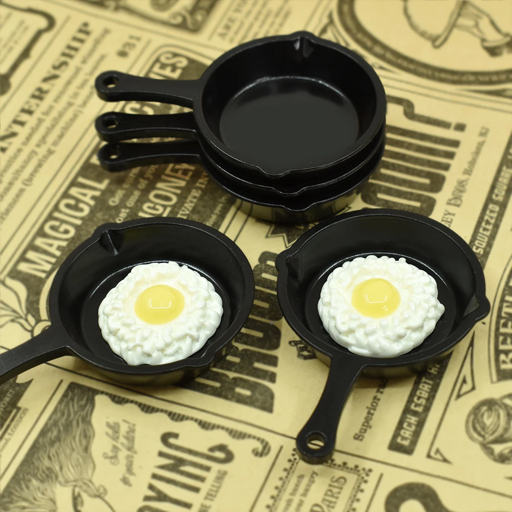 Kawaii Miniature Black Pan Doll House Kitchen Play Toys Pretend Food Accessories Fashion Earring Making Key Chain