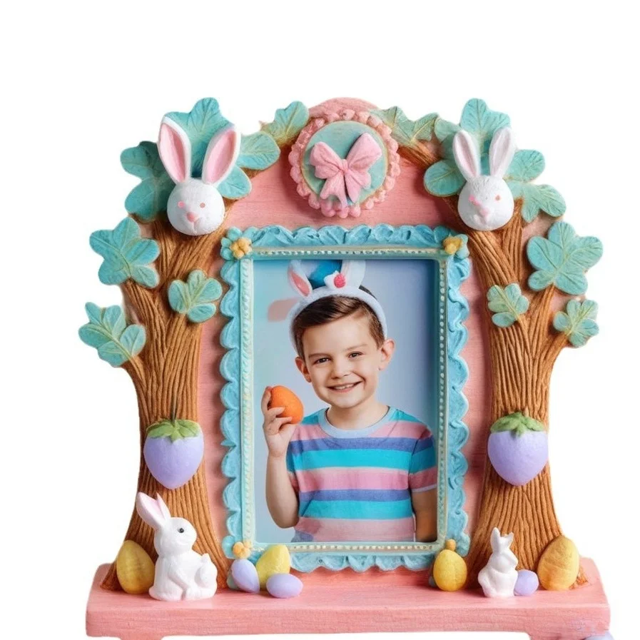 Resin Easter Rabbit Photo Frame Personalized Custom Baby Souvenir Gifts Bunny Picture Frame Wholesale