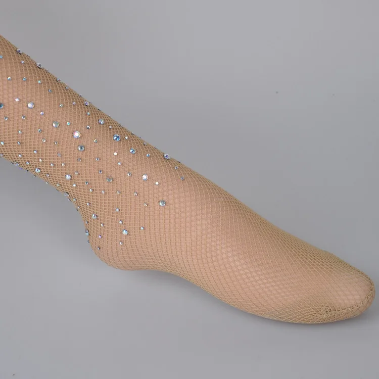 Пикантные блестящие алмазные чулки с драгоценными камнями колготки высокой талией промежностью