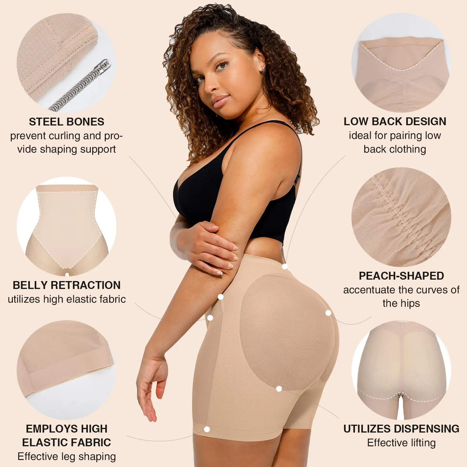 Custom Service colombianas BBL Shapewear Shorts Short High Waist Thong Shapewear For Women Butt Lifter Body Shaper