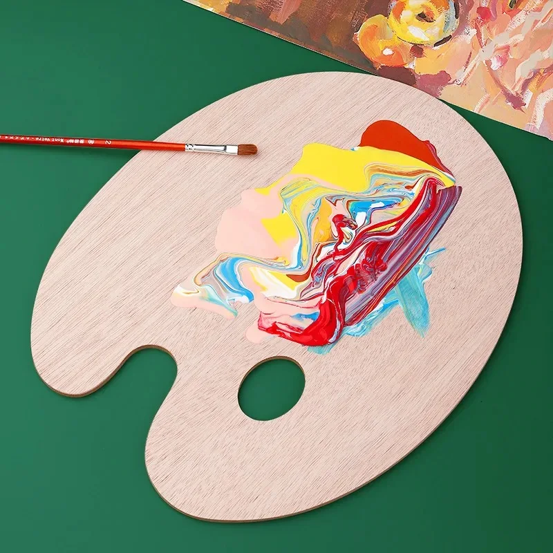 Wood Palette For Use with Oil or Acrylic Paints Wooden Oval Oil Painting Palette School Art Supplies For Artist Paint Mix