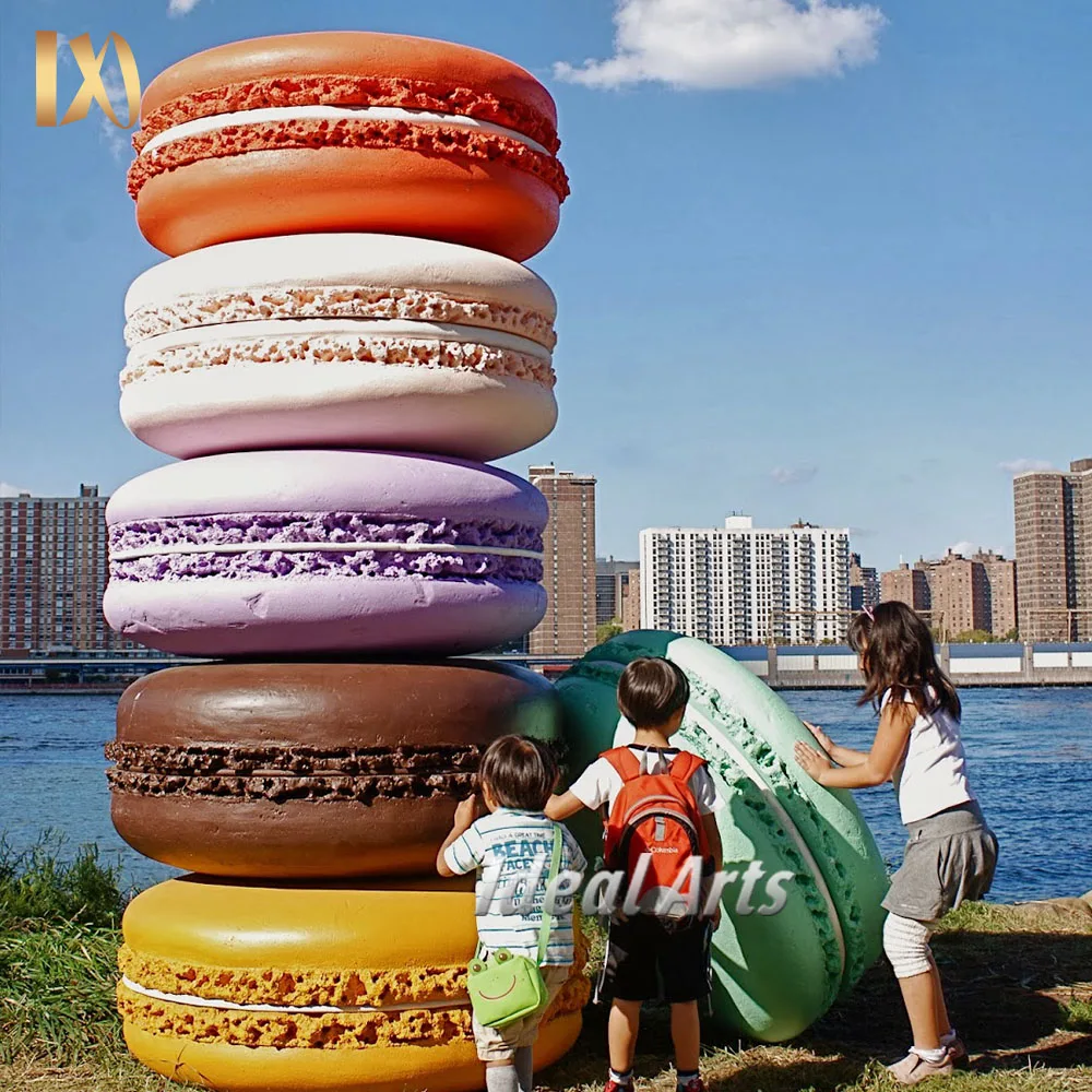 Ideal Arts Customize outdoor Large Food Giant Fiberglass resin macarons Statue