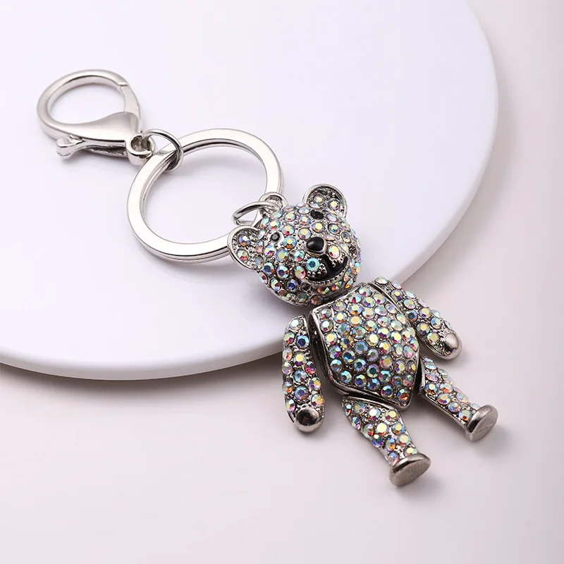 Creative Alloy Diamond Gift key chain pendant Cute delicate Bear series Key chain wallet Key ring bag key chain