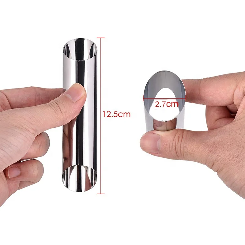 
Stainless Steel 5-inch Large Cannoli Molds Diagonal Shaped Puff Pastry Cream Horn Croissant Cannoli Tubes 