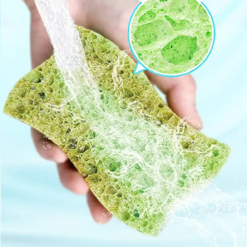Natural Nylon Dishwashing Dish Sponges Household Kitchen Cleaning Scrub Sponges Cellulose Wood Pulp Sponge Set