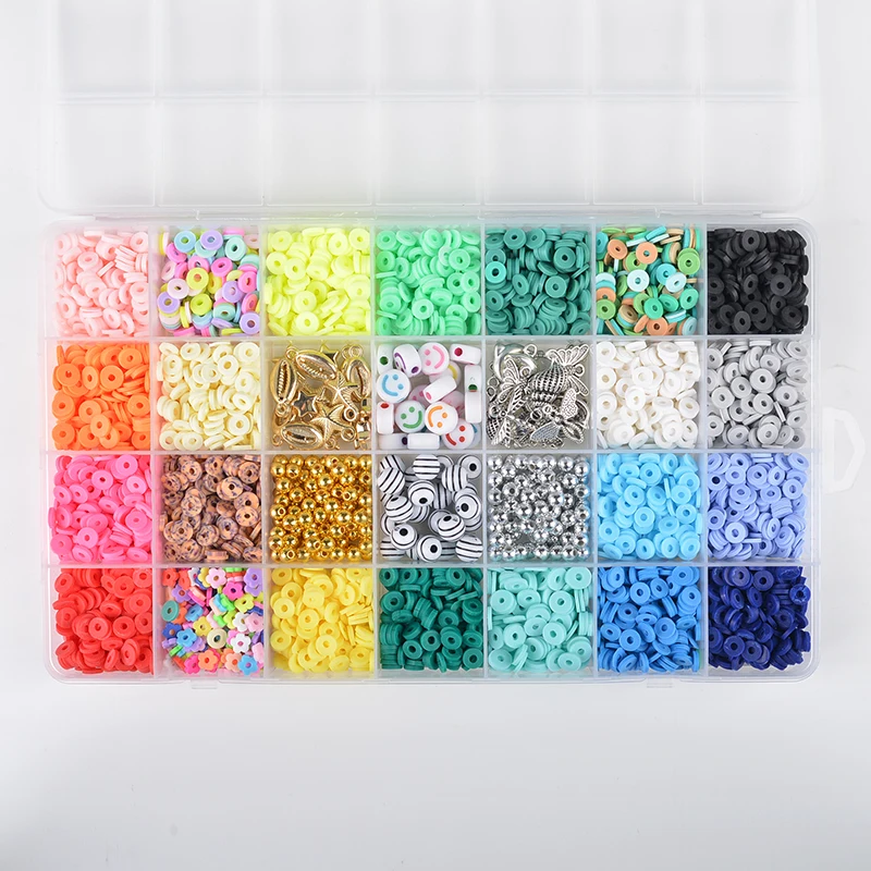 Amazon 28 Slots Flat Round DIY Polymer Clay Beads Kits For Jewelry Making Accessories