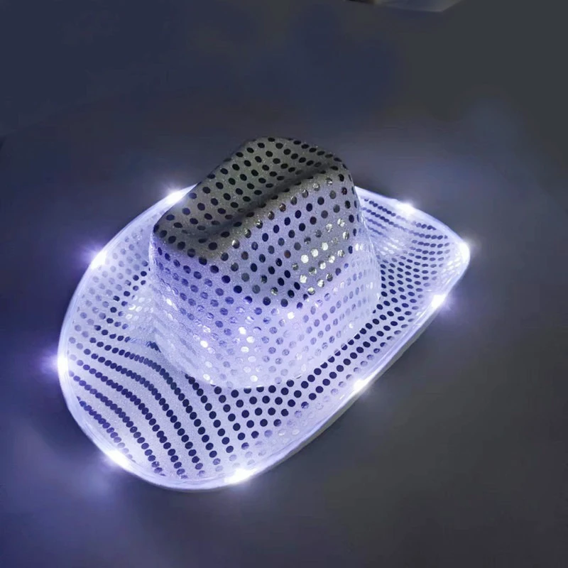 UL4200A new sequin led popular Cowboy many color Hat for Back to School performer adults