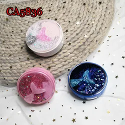 Glitter quicksand round contact lens case for eye glass Color mermaid tail travel kits CA5836